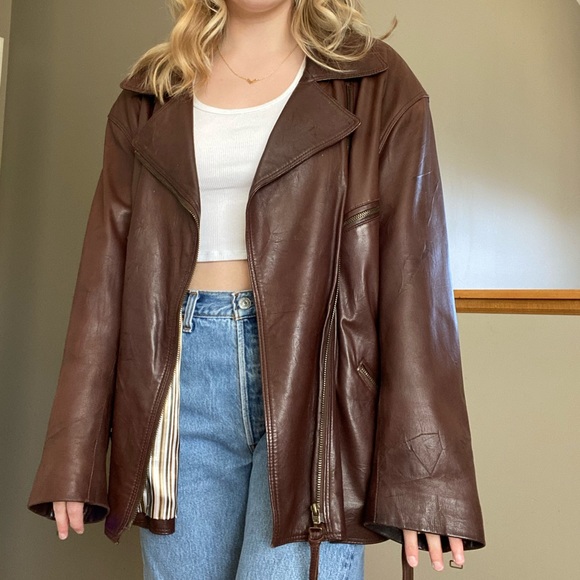 Brown Leather Jacket - Picture 2 of 9